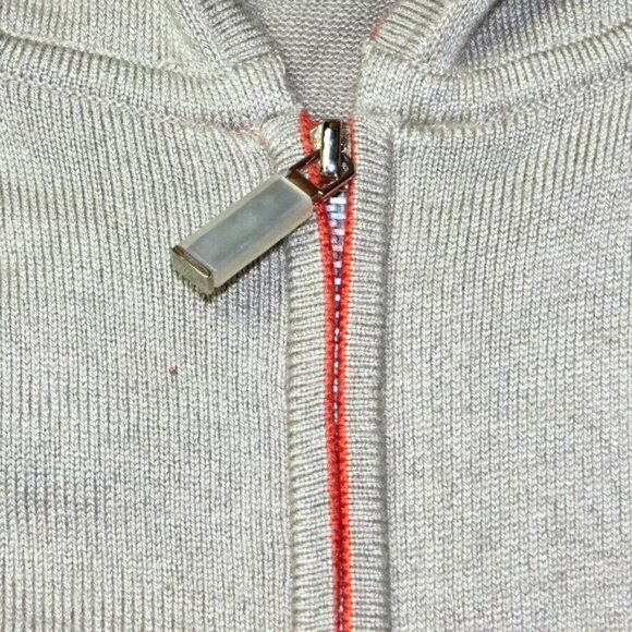 AJ ANDREA JOVINE Hooded Sweater Cardigan Zip Up Beige Silk Cashmere Blend Comfy - Picture 6 of 11